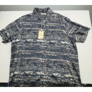 Caribbean Silk Blend Mens Palm Tree Short‎ Sleeve Shirt Size XL